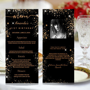Menu Anniversaire or noir parties scintillant phot