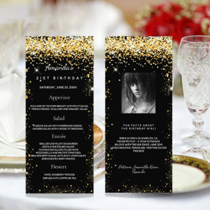 Menu Anniversaire or noir parties scintillant phot
