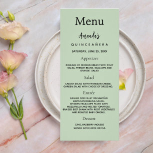 Menu Anniversaire Sauge vert photo faits amusants