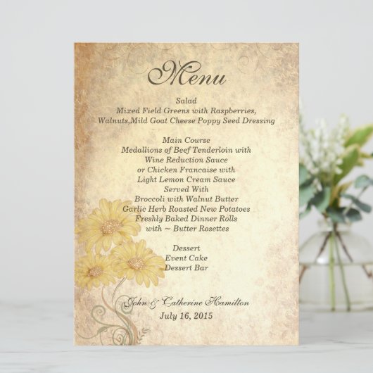 Menu antique de Tableau de mariage de reproduction (Debout devant)