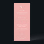 Menu Antonia Coral rose Élégant Mariage<br><div class="desc">Menus de mariage élégants avec un design simple avec des polices de script et de serif.</div>