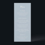 Menu Antonia Powder Blue Mariage élégant<br><div class="desc">Menus de mariage élégants avec un design simple avec des polices de script et de serif.</div>