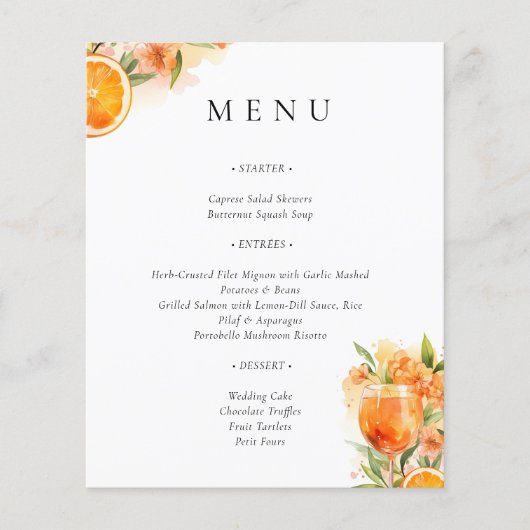 Menu Aperol Spritz pour la fête de mariage (Devant)