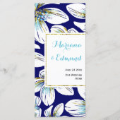 Menu Aqua, feuille d'or floral marine bleu mariage cart (Devant)