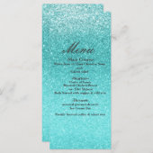 Menu Aqua Sea Blue Parties scintillant Sparkle Glam Par (Devant / Derrière)