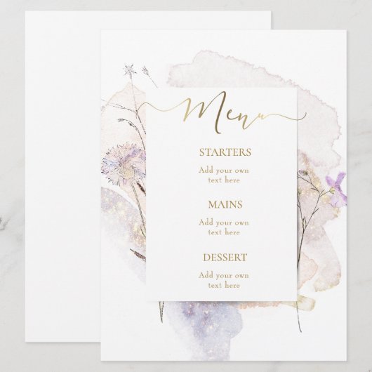 menu aquarelle (Devant / Derrière)