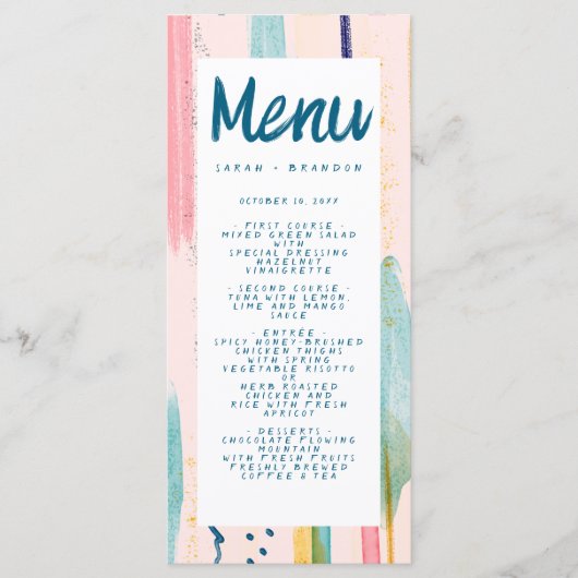 Menu Aquarelle Abstraite couleur Mariage de brosse (Devant)