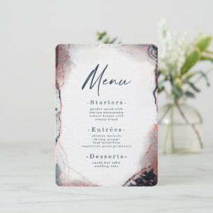 Menu Aquarelle Abstraite moderne Mariage bleu clair de