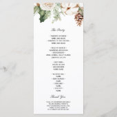 Menu Aquarelle Arbre de pin vert d'hiver et fleurs blan (Dos)