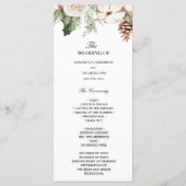 Menu Aquarelle Arbre de pin vert d'hiver et fleurs blan (Devant)