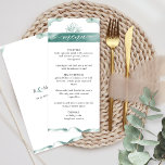 Menu Aquarelle argentée, Mariage floral élégant<br><div class="desc">Vous apprécierez ce menu romantique et élégant. Design avec des détails délicats d'aquarelle bleu vert dans un mélange de sauge argentée, d'eucalyptus, de brume et de fruits de mer à l'avant et à l'arrière. Des éléments floraux à main fine uniques et des détails de calligraphie manuscrite moderne à l'avant et...</div>