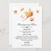 Menu Aquarelle Automne Maple Feuilles Thankgiving (Devant / Derrière)