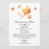 Menu Aquarelle Automne Maple Feuilles Thankgiving (Devant)
