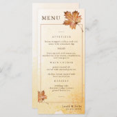 Menu Aquarelle Automne Maple Leaf Dîner Mariage (Devant / Derrière)