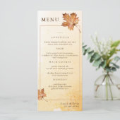 Menu Aquarelle Automne Maple Leaf Dîner Mariage (Debout devant)