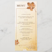 Menu Aquarelle Automne Maple Leaf Dîner Mariage (Devant)