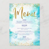 Menu Aquarelle bat mitzvah Parties scintillant or Turqu (Devant)