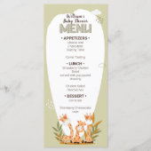 Menu Aquarelle bébé Giraffe, Baby shower (Devant)