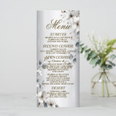 Menu Aquarelle Blanc Fleur Or Frère Argent Dîner (Debout devant)