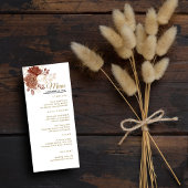 Menu Aquarelle blanche Floral Rustique or Mariage musul