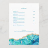 Menu Aquarelle Bleu Agate Blanc Élégant Restaurant (Dos)