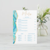 Menu Aquarelle Bleu Agate Blanc Élégant Restaurant (Debout devant)