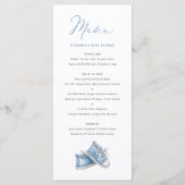 Menu Aquarelle Bleu Chaussures bébé C'est un Baby showe (Devant)