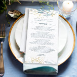 Menu Aquarelle Bleu Dusty Floral Or Elégant Mariage<br><div class="desc">Vous souhaitez ajouter toutes sortes de romances à votre jour de mariage ? Que vous planifiez un mariage d'extérieur d'inspiration jardin ou que vous aimiez simplement ajouter une touche botanique à votre mariage, les détails floraux ajoutent une touche d'élégance à la papeterie de votre événement. Une verdure bleu aquarelle douce...</div>