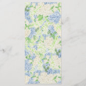 Menu Aquarelle Bleu et Blanc Hydrangea Crest (Dos)