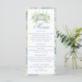 Menu Aquarelle Bleu et Blanc Hydrangea Crest (Debout devant)