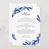 Menu Aquarelle bleu marine feuillage floral d'hiver mar (Devant / Derrière)
