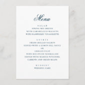 Menu Aquarelle bleu marine simple mariage nautique (Devant)