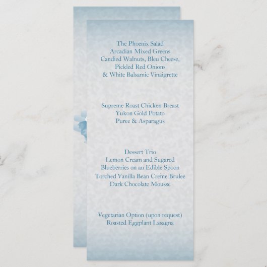 Menu Aquarelle bleu moderne (Devant / Derrière)