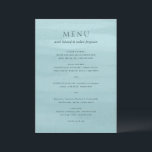 Menu Aquarelle bleu moderne Mariage élégant<br><div class="desc">Menu mariage moderne avec menu dîner sur un arrière - plan abstrait aquarelle.</div>