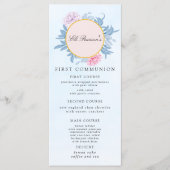 Menu Aquarelle bleu poussiéreuse Première communion Suc (Devant)