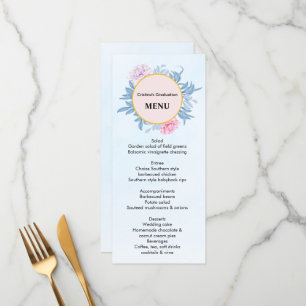 Menu Aquarelle bleu poussiéreux Dîner de finition succu