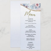 Menu Aquarelle bleu rose Mariage (Devant / Derrière)