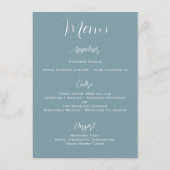 Menu Aquarelle bleu vert Feuille Mariage (Dos)