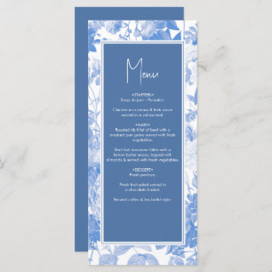 Menu Aquarelle bleue Mariage de fleurs botaniques