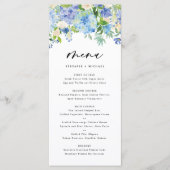 Menu Aquarelle Blue Hydrangeas hiver Floral Mariage (Devant)