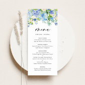 Menu Aquarelle Blue Hydrangeas hiver Floral Mariage