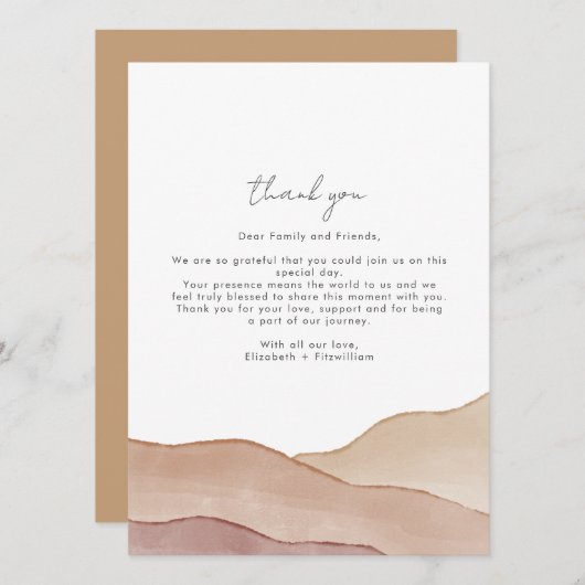 Menu Aquarelle Boho Abstraite | Doux Fawn (Devant / Derrière)