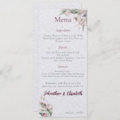 Menu Aquarelle Boho Floral et Mariage botanique (Devant / Derrière)