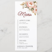 Menu Aquarelle Boho Peonies Floral Mariage (Devant)