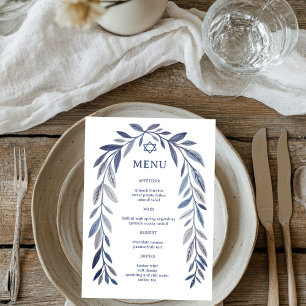 Menu Aquarelle botanique événement juif Bar Bat Mitzvah