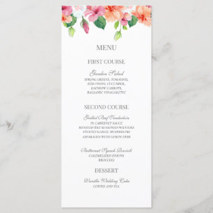 Menu Aquarelle botanique tropicale Mariage floral