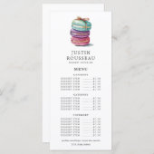 Menu Aquarelle boulangerie pâtisserie Chef biscuits (Devant / Derrière)