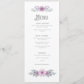 Menu Aquarelle Bouquet Mariage Lilac ID654 (Devant)