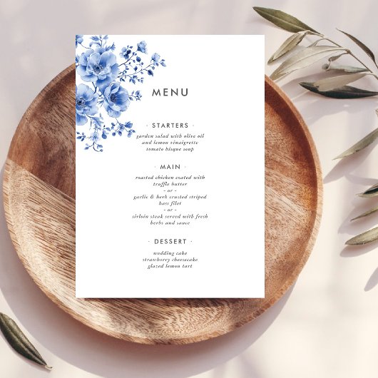 Menu Aquarelle Chinoiserie Floral
