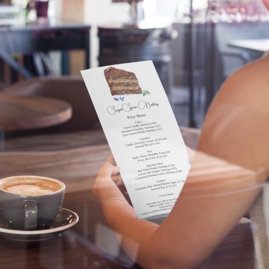 Menu Aquarelle Chocolate Boulangerie, Café Prix